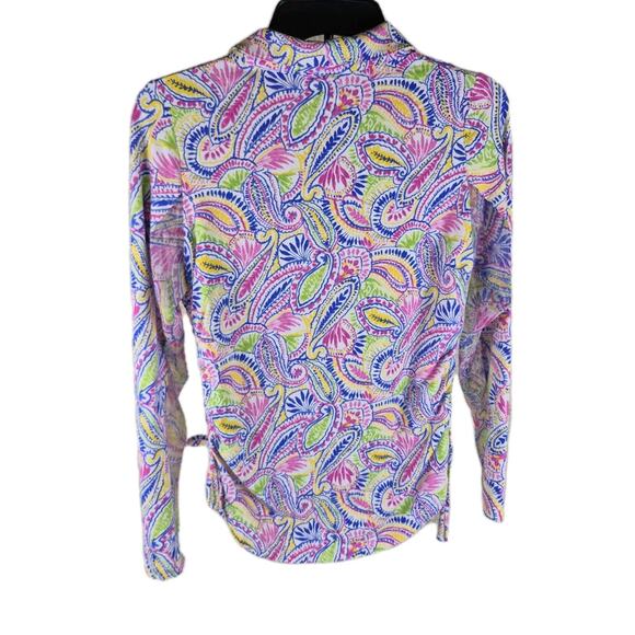 IBKUL Womens Golf Paisley Quarter Zip Pullover Active Mesh UPF 50+ Long-Sleeve S - Picture 2 of 9